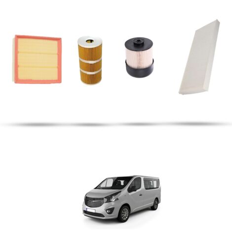 Kit tagliando 4 filtri compatibile con Opel Vivaro B 1.6 Biturbo CDTI 92kw dal 2015