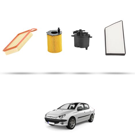 Kit tagliando 4 filtri compatibile con Peugeot 206 1.4 HDi 50kw dal 2001