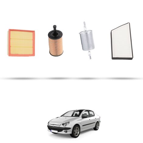 Kit tagliando 4 filtri compatibile con Peugeot 206 1.6 66kw dal 2000