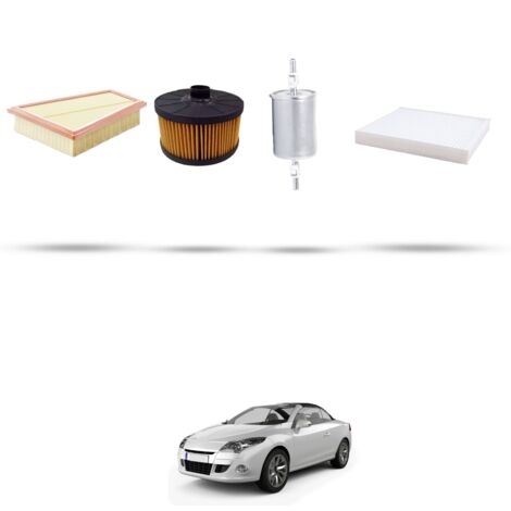 Kit tagliando 4 filtri compatibile con Renault Megane CC 1.2 TCE 85kw Dal 2012