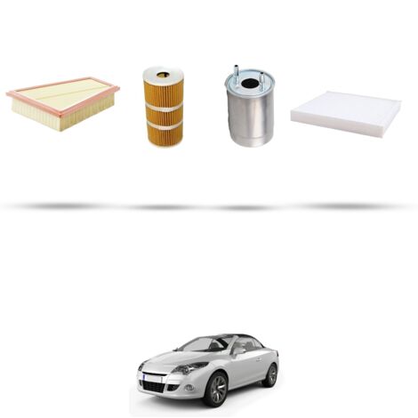 Kit tagliando 4 filtri compatibile con Renault Megane CC 1.6 Dci 96kw Dal 2011