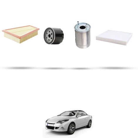 Kit tagliando 4 filtri compatibile con Renault Megane CC 1.9 Dci 96kw Dal 2011
