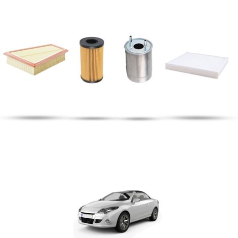 Kit tagliando 4 filtri compatibile con Renault Megane CC 2.0 Dci 118kw Dal 2010