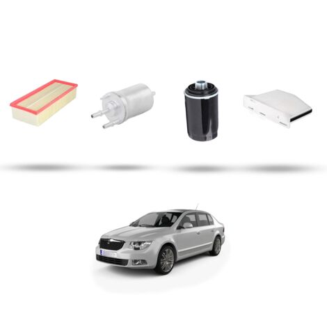 Kit tagliando 4 filtri compatibile con Skoda Superb II (3T) 1.8 TSI 118kw Dal 2008