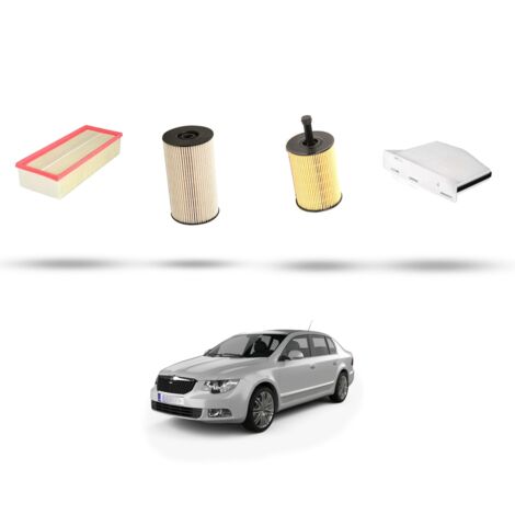 Kit tagliando 4 filtri compatibile con Skoda Superb II (3T) 1.9 TDI 77kw Dal 2008