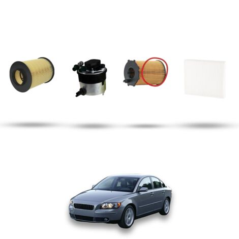 Kit tagliando 4 filtri compatibile con Volvo S40 II 1.6 Diesel 80Kw dal 2004 al 2010