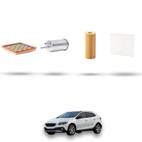 Kit tagliando 4 filtri compatibile con Volvo V40 II V40 Cross Country Dal 2.0 T4 132kw dal 2012 al 2015