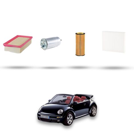 Kit tagliando 4 filtri compatibile con Vw New Beetle / Cabrio 1.9 TDI 74kw Dal 2000 al 2010