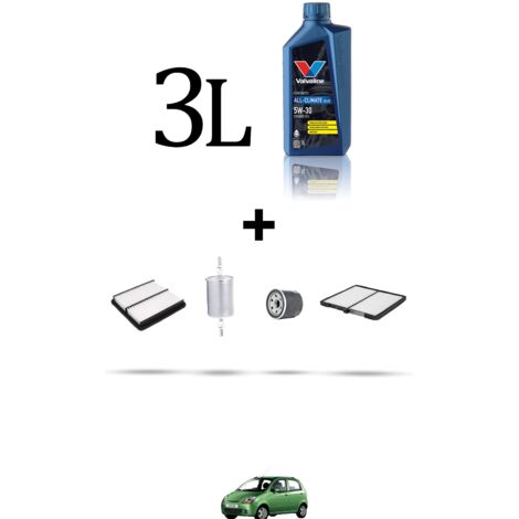 Kit tagliando 4 FILTRI e 3L OLIO compatibile con Chevrolet Spark 0.8 37kw dal 2005