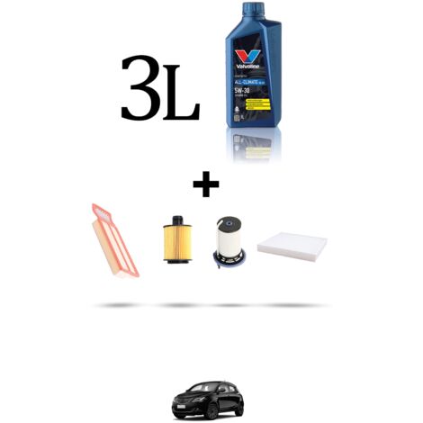 Kit tagliando 4 FILTRI e 3L OLIO compatibile con Chrysler Ypsilon 1.3 Multijet 70kw dal 2011