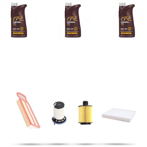 Kit tagliando 4 FILTRI e 3L OLIO compatibile con Lancia Ypsilon II (312) 1.3 Multijet 70kw dal Dal 2011