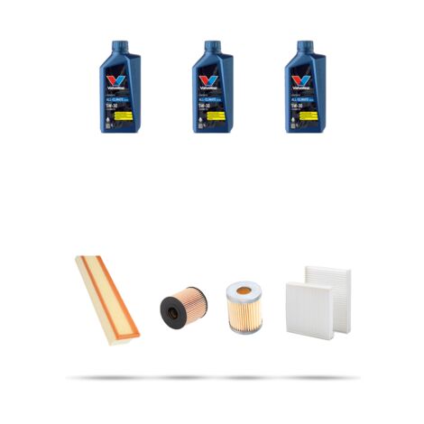 Kit tagliando 4 FILTRI e 3L OLIO compatibile con Peugeot 207 1.4 8v 54kw dal 2008