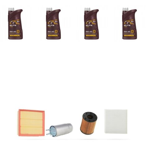 Kit tagliando 4 FILTRI e 4L OLIO compatibile con Alfa Romeo Mito (955) 1.4 TB 103kw dal 2013