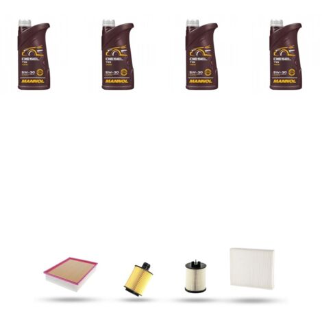 Kit tagliando 4 FILTRI e 4L OLIO compatibile con Chevrolet Aveo II 1.3 d 55kw dal 2011