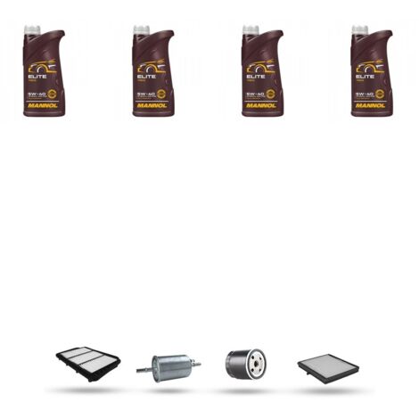 Kit tagliando 4 FILTRI e 4L OLIO compatibile con Chevrolet Lacetti 1.6 16V 80KW dal 2004 al 2013