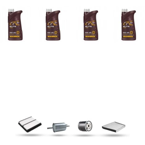 Kit tagliando 4 FILTRI e 4L OLIO compatibile con Chevrolet Lanos 1.4 55KW dal 97 al 2010