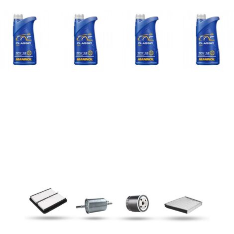 Kit tagliando 4 FILTRI e 4L OLIO compatibile con Chevrolet Lanos 1.5 63KW dal 97 al 99