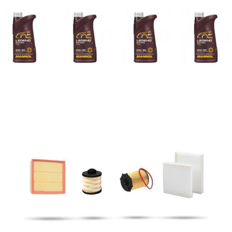 Kit tagliando 4 FILTRI e 4L OLIO compatibile con Citroen C3 II 1.6 bluehdi 73kw dal 2014