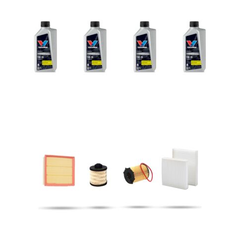 Kit tagliando 4 FILTRI e 4L OLIO compatibile con Citroen C3 II 1.6 bluehdi 73kw dal 2014