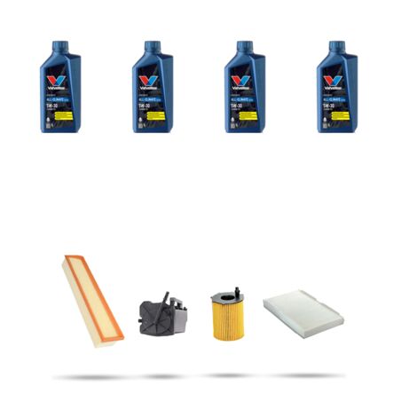 Kit tagliando 4 FILTRI e 4L OLIO compatibile con Citroen C3 Picasso 1.6 Hdi 80kw dal 2009
