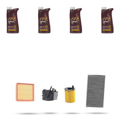 Kit tagliando 4 FILTRI e 4L OLIO compatibile con Citroen C5 1.6 Hdi 80kw dal 2004
