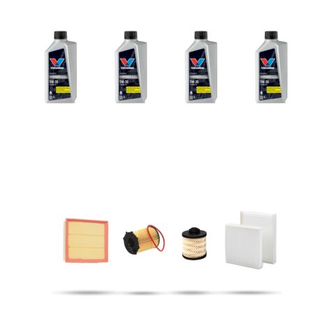 Kit tagliando 4 FILTRI e 4L OLIO compatibile con Citroen DS3 1.6 BlueHdi 85kw dal 2014