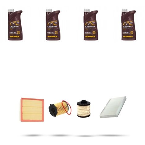 Kit tagliando 4 FILTRI e 4L OLIO compatibile con Citroen Ds4 1.6 BlueHdi 85kw dal 2014