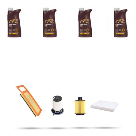 Kit tagliando 4 FILTRI e 4L OLIO compatibile con Fiat 500L 1.3 D Multijet 62kw dal 2012