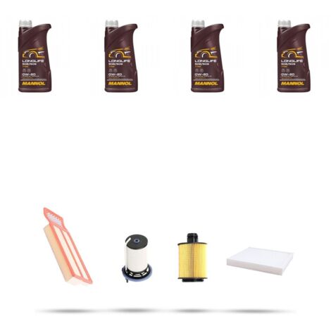 Kit tagliando 4 FILTRI e 4L OLIO compatibile con Fiat Panda III 1.3 D Multijet 59kw dal 2014