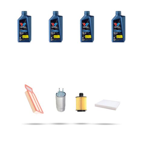 Kit tagliando 4 FILTRI e 4L OLIO compatibile con Fiat Punto Evo 1.3 D Multijet 62kw dal 2009 al 2012