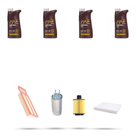 Kit tagliando 4 FILTRI e 4L OLIO compatibile con Fiat Punto EVO 1.3 D Multijet 70kw dal 2009 al 2012