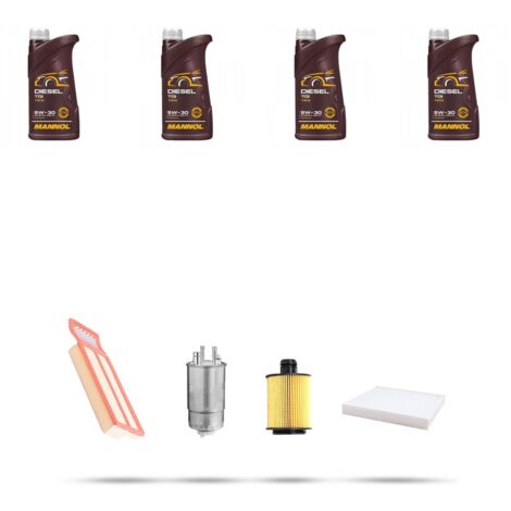 Kit tagliando 4 FILTRI e 4L OLIO compatibile con Fiat Punto III 1.3 D 70kw dal 2012