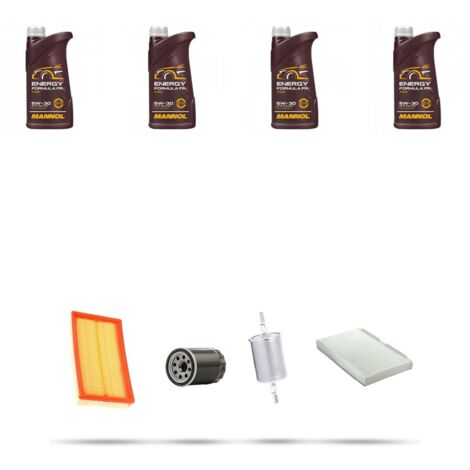 Kit tagliando 4 FILTRI e 4L OLIO compatibile con Ford Focus I 1.4 16V 55kw dal 1998 al 2004