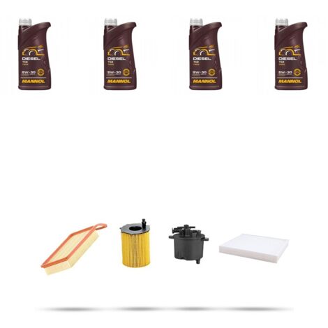Kit tagliando 4 FILTRI e 4L OLIO compatibile con Mazda 2 (DY) 1.4 CD 50kw dal 2003 al 2007