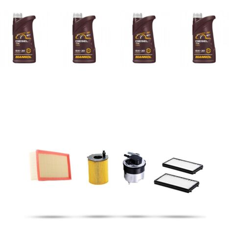 Kit tagliando 4 FILTRI e 4L OLIO compatibile con Mazda 3 (BK) 1.6 CD 80kw dal 2004 al 2009