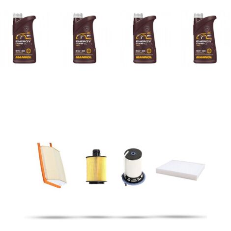 Kit tagliando 4 FILTRI e 4L OLIO compatibile con Opel Combo D 1.3 CDTI 59kw Dal 2012