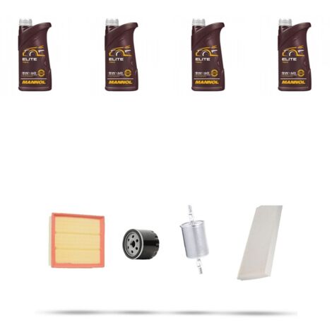 Kit tagliando 4 FILTRI e 4L OLIO compatibile con Opel Corsa C 1.4i 16V 66kw Dal 2000