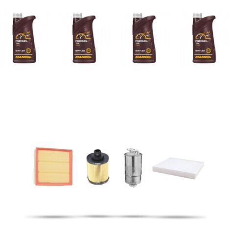Kit tagliando 4 FILTRI e 4L OLIO compatibile con Opel Corsa D 1.3 CDTI 55kw Dal 2006