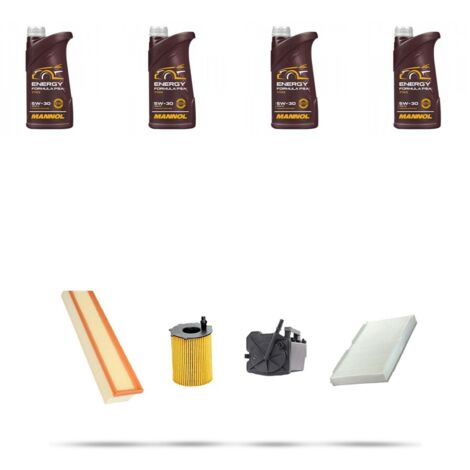 Kit tagliando 4 FILTRI e 4L OLIO compatibile con Peugeot 1007 1.6 HDi 80kw Dal 2007
