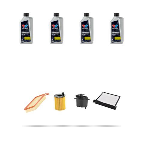 Kit tagliando 4 FILTRI e 4L OLIO compatibile con Peugeot 107 1.4 Hdi 40kw Dal 2005