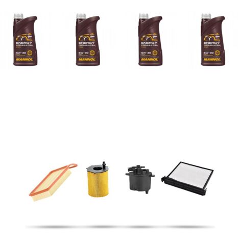 Kit tagliando 4 FILTRI e 4L OLIO compatibile con Peugeot 107 1.4 Hdi 40kw Dal 2005