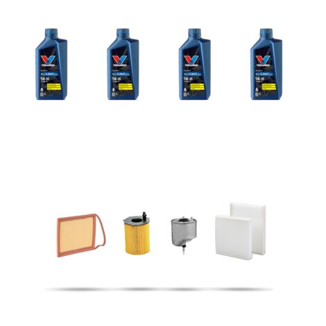 Kit tagliando 4 FILTRI e 4L OLIO compatibile con Peugeot 2008 1.6 e-HDI Fap 68kw Dal 2013