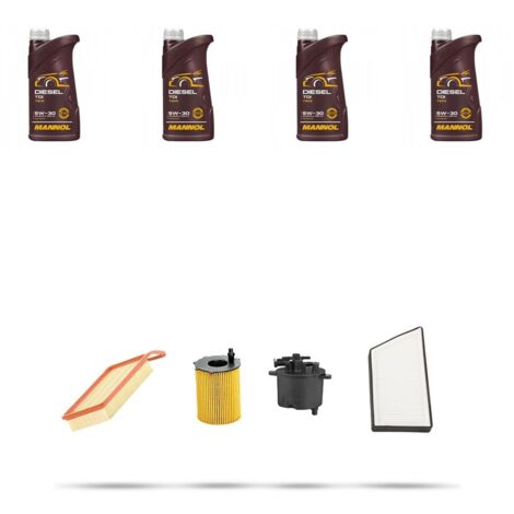 Kit tagliando 4 FILTRI e 4L OLIO compatibile con Peugeot 206 1.4 HDi 50kw dal 2001