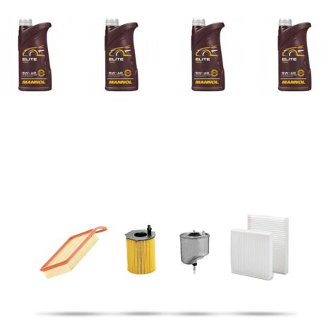 Kit tagliando 4 FILTRI e 4L OLIO compatibile con Peugeot 207 1.4 HDi 50kw dal 2006
