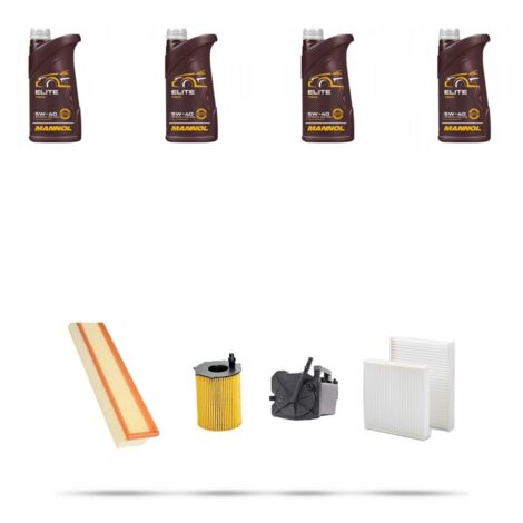 Kit tagliando 4 FILTRI e 4L OLIO compatibile con Peugeot 207 1.6 HDi 66kw dal 2006
