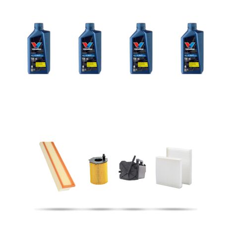 Kit tagliando 4 FILTRI e 4L OLIO compatibile con Peugeot 207 1.6 HDi 80kw dal 2006