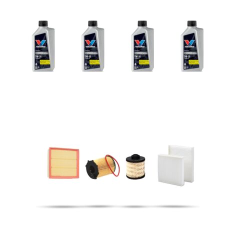 Kit tagliando 4 FILTRI e 4L OLIO compatibile con Peugeot 208 1.6 BlueHDI 88kw Dal 2015