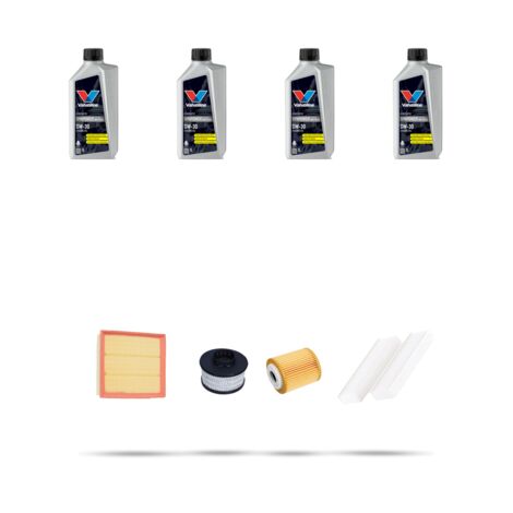 Kit tagliando 4 FILTRI e 4L OLIO compatibile con Peugeot 208 II 1.5 BlueHDI 96kw Dal 2019
