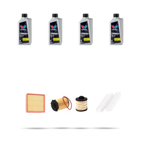 Kit tagliando 4 FILTRI e 4L OLIO compatibile con Peugeot 3008 II 1.6 BlueHDI 74kw Dal 2016
