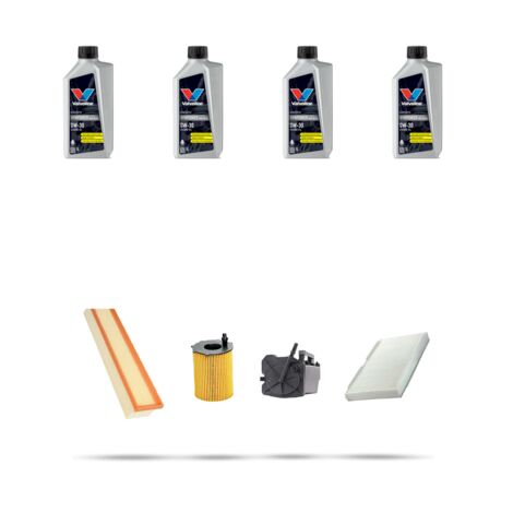 Kit tagliando 4 FILTRI e 4L OLIO compatibile con Peugeot 308 1.6 Hdi 80kw Dal 2007